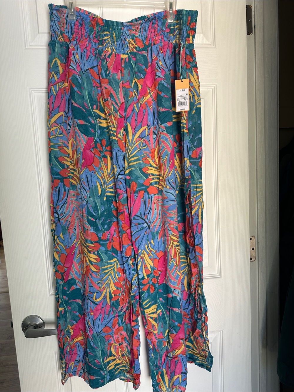 Kona Sol Tropical Leaf Maxi Swim Coverup in Teal, Pink, Yellow, Blue